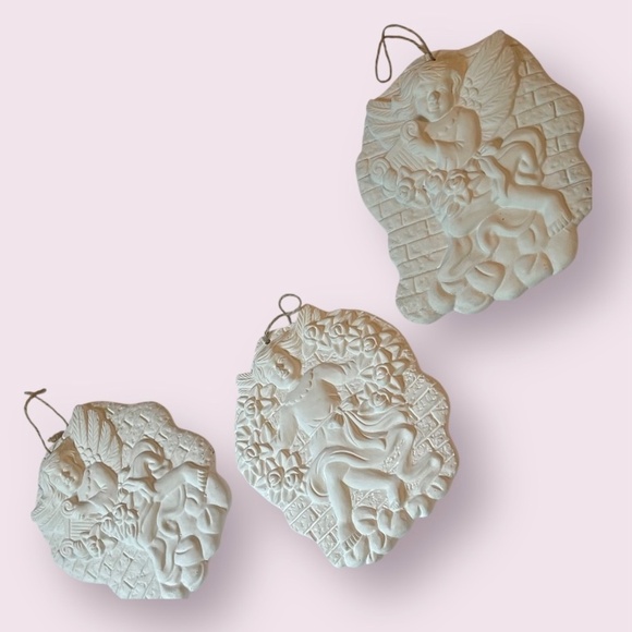NWT-DIY Craft-Set of 3 Ceramic Bisque Angel Wall Cherubs Decor– Ready to Paint - Picture 6 of 11